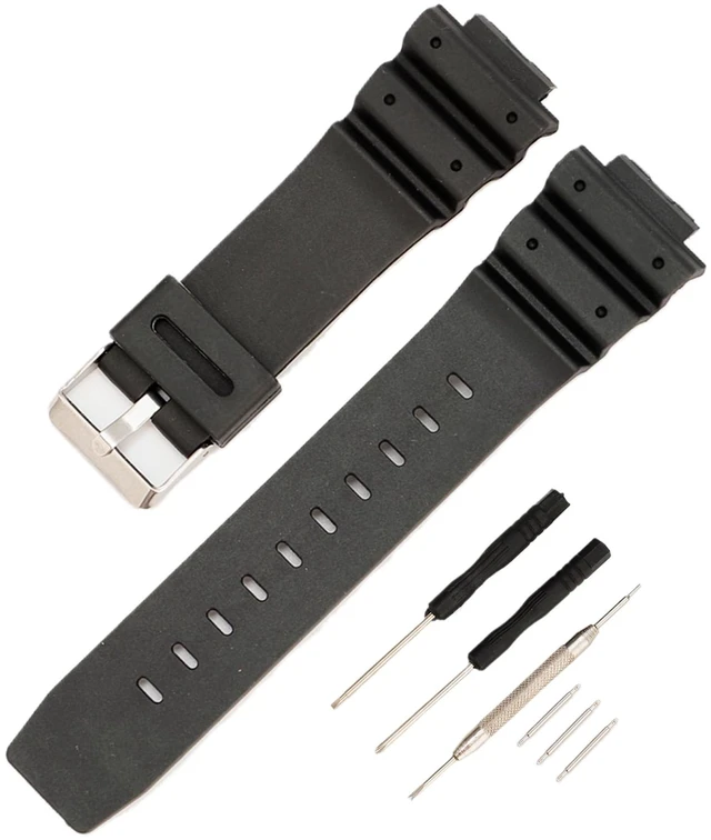 Main image of G-Shock Watch Band Replacement for Casio DW-5900 DW-6100 DW-6695 DW-6900 G-6900 GW-M5610 DW-5600E GW-6900 (J1, Black/Silver Buckle)