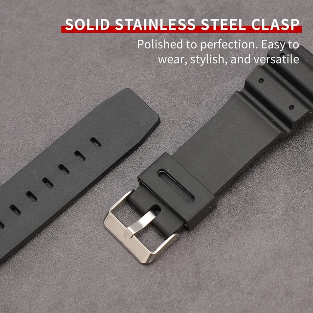 Alt view image 3 of 7 - G-Shock Watch Band Replacement for Casio DW-5900 DW-6100 DW-6695 DW-6900 G-6900 GW-M5610 DW-5600E GW-6900 (J1, Black/Silver Buckle)