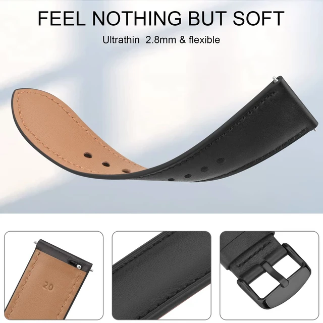 Alt view image 3 of 7 - 20mm Leather Band for Timex Expedition Bands, Soft Leather Replacement Band for Timex Men's Expedition Scout 40mm 43mm/Expedition Acadia 40mm/Digital CAT 39mm/Field 43mm