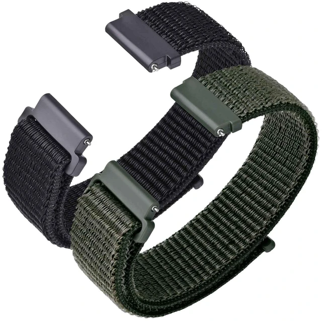 Main image of Nylon Sport Loop Watch Bands 18mm, 2 Packs Quick Release Adjustable Strap for Men Women (Black and Army Green)