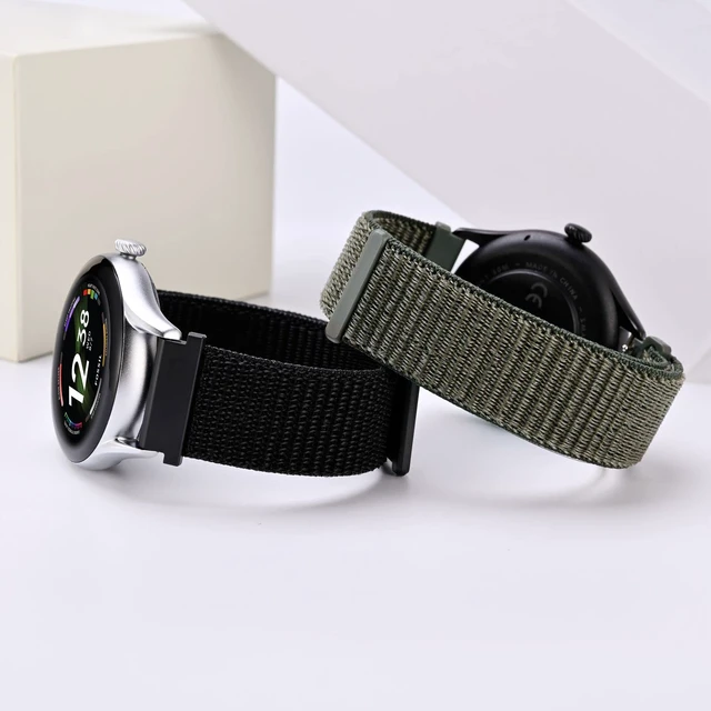 Alt view image 2 of 7 - Nylon Sport Loop Watch Bands 18mm, 2 Packs Quick Release Adjustable Strap for Men Women (Black and Army Green)