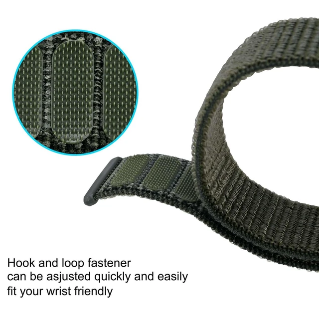 Alt view image 3 of 7 - Nylon Sport Loop Watch Bands 18mm, 2 Packs Quick Release Adjustable Strap for Men Women (Black and Army Green)