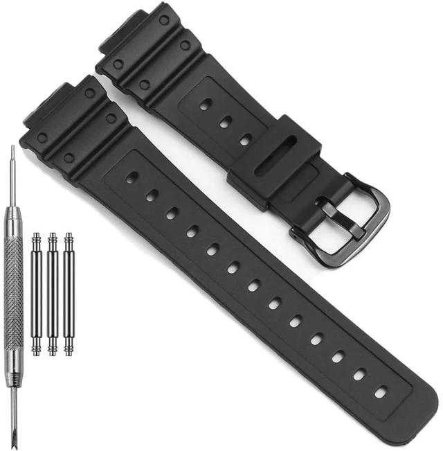Main image of Watch Strap Compatible with Casio 10512401 Replacement Band GWM5610 DW-5600BB DW6900 Rubber Bracelet (Black band black buckle)