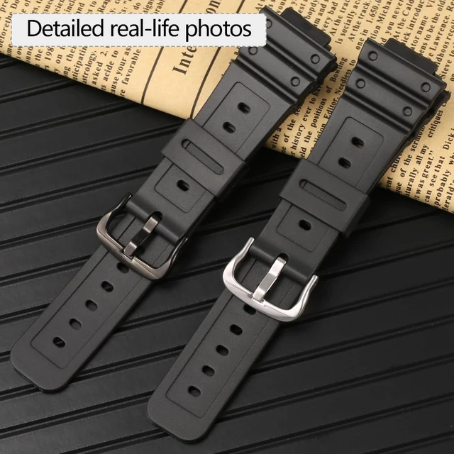 Alt view image 4 of 6 - Watch Strap Compatible with Casio 10512401 Replacement Band GWM5610 DW-5600BB DW6900 Rubber Bracelet (Black band black buckle)