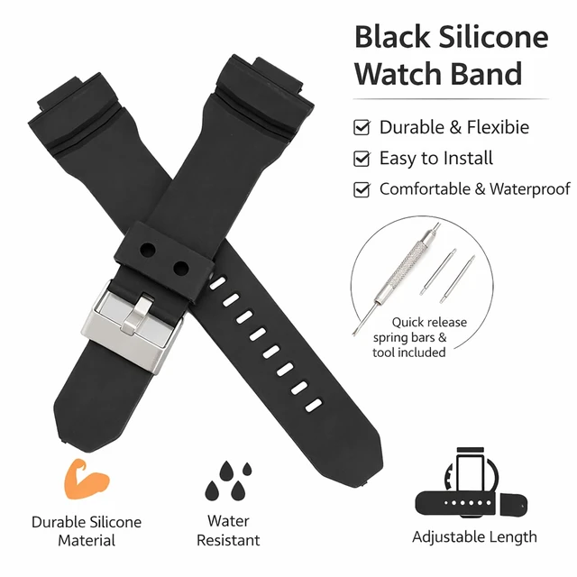 Alt view image 2 of 7 - Watch Band Replacement for Casio G-Shock GA-150/200/201/300/310/ Wirstband accessories for Men and Women Strap (Black)