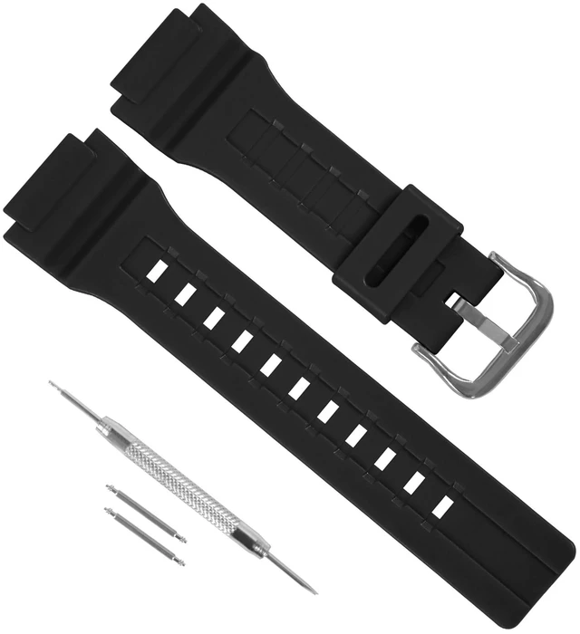 Main image of 20mm Replacement Silicone Watch Band for Casio MCW-200H / MCW-200H-1AV MCW-200H-2AV / MCW-200H-9AV / MCW200H - Waterproof Men's Watchband Replacement, Casio Watch Strap (Black)