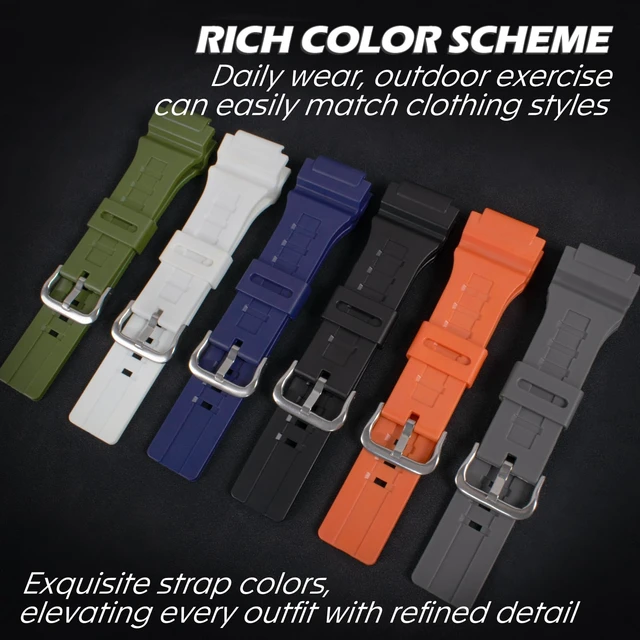 Alt view image 6 of 7 - 20mm Replacement Silicone Watch Band for Casio MCW-200H / MCW-200H-1AV MCW-200H-2AV / MCW-200H-9AV / MCW200H - Waterproof Men's Watchband Replacement, Casio Watch Strap (Black)