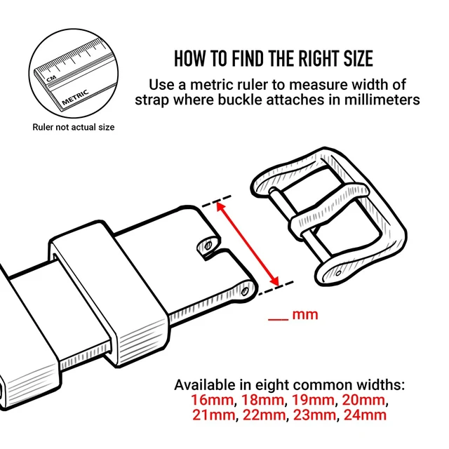 Alt view image 2 of 6 - Archer Watch Straps - Stainless Steel Watch Strap Buckles (Matte Black, 20mm)