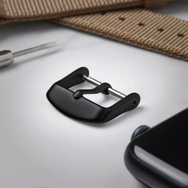 Alt view image 5 of 6 - Archer Watch Straps - Stainless Steel Watch Strap Buckles (Matte Black, 20mm)