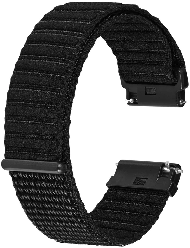 Main image of Nylon Watch Straps for Men and Women, Hook and Loop Nylon Bands, Quick Release, Adjustable Replacement Wristband, 20mm, Black