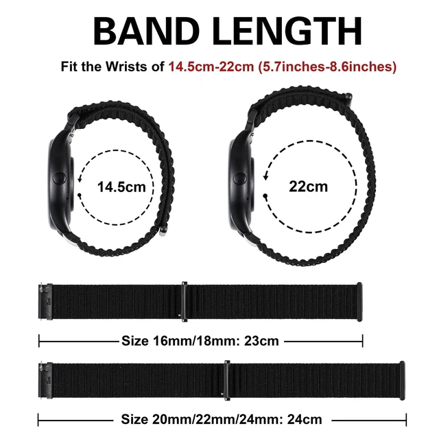 Alt view image 7 of 7 - Nylon Watch Straps for Men and Women, Hook and Loop Nylon Bands, Quick Release, Adjustable Replacement Wristband, 20mm, Black