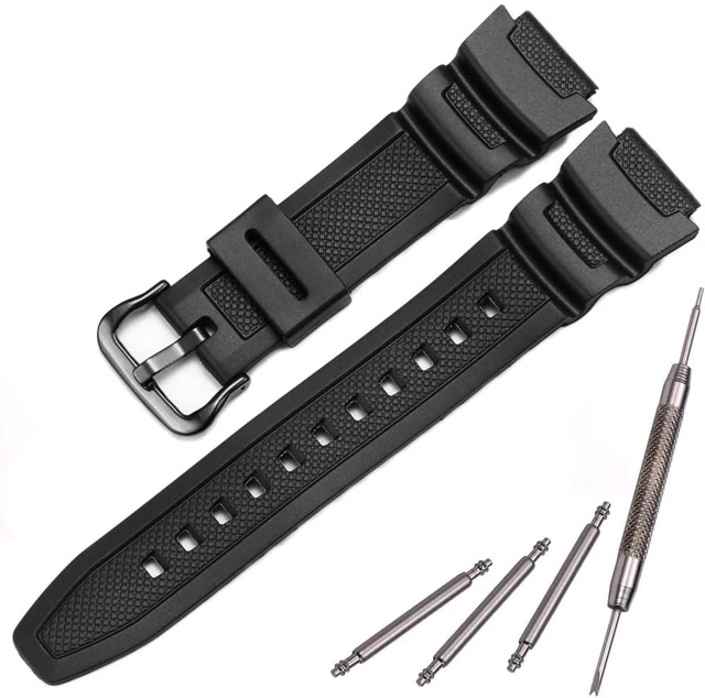 Main image of Resin Replacement Watch Band Compatible with Casio AE1200WH F108WH AE-1300WH W218H SGW-300H W-800H Waterproof Rubber strap (18mm, BLACK)