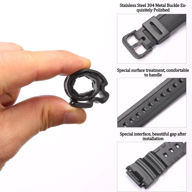 Alt view image 5 of 6 - Resin Replacement Watch Band Compatible with Casio AE1200WH F108WH AE-1300WH W218H SGW-300H W-800H Waterproof Rubber strap (18mm, BLACK)