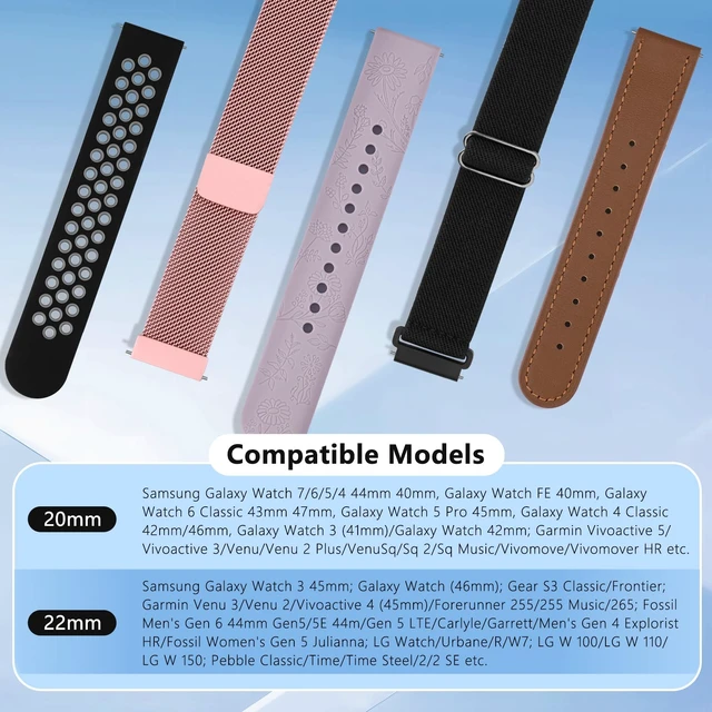 Alt view image 2 of 7 - 22mm Watch Band for Women Men, 22mm Quick Release Stainless Steel Metal Mesh Loop Adjustable Magnetic Replacement Wristbands Straps Bands