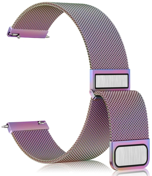 Main image of 22mm Watch Band for Women Men, 22mm Quick Release Stainless Steel Metal Mesh Loop Adjustable Magnetic Replacement Wristbands Straps Bands