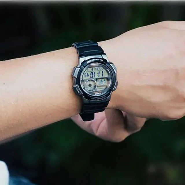Alt view image 6 of 6 - Resin Watch Band Compatible with Casio SGW 300 400 500 AE 1000 1200 Men's Waterproof Sport Rubber Replacement Strap 18mm Bracelet (Black buckle)