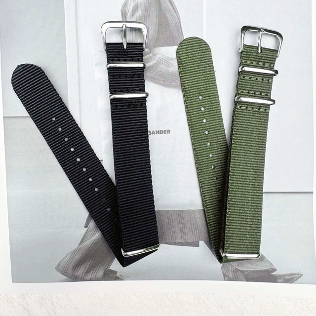 Alt view image 2 of 7 - Nylon Watchband Replacement Quick Release Heavy Buckle Watchstraps for Men Women (18MM, Green/Black)
