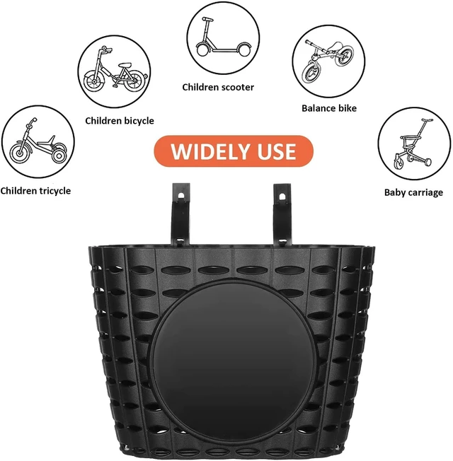 Alt view image 3 of 6 - Kids Bike Basket with Adjustable Straps Design, Handlebar Bicycle Basket for Children Bike Accessories (Black)