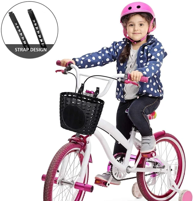 Alt view image 6 of 6 - Kids Bike Basket with Adjustable Straps Design, Handlebar Bicycle Basket for Children Bike Accessories (Black)