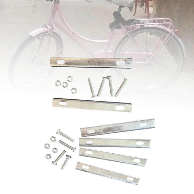 Alt view image 3 of 7 - 2 Set Rear Bike Basket Mounting Bracket Holder with Mount Screws Nuts Long Bolts Iron Fixing Plate Kits for Bicycle Cargo Rack Wire Baskets Installation Replacement Repair