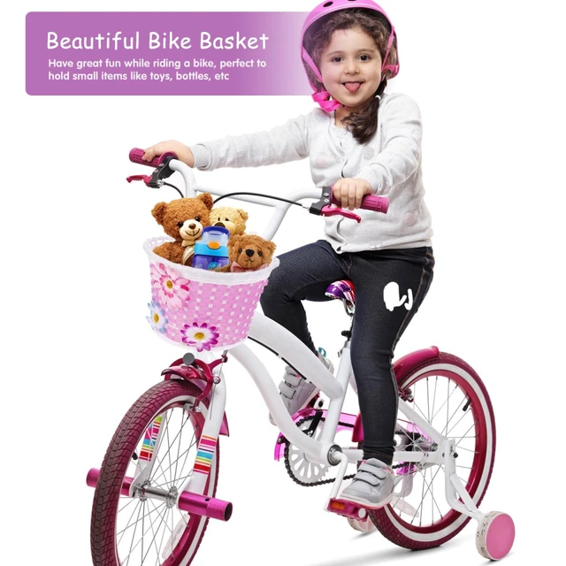 Alt view image 2 of 7 - 1 Children Bike Basket, 1 Piece, Plastic, Pink for Use | For adding front storage to a compatible kids bicycle, combining plastic construction with the supplied product form