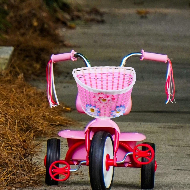 Alt view image 3 of 7 - 1 Children Bike Basket, 1 Piece, Plastic, Pink for Use | For adding front storage to a compatible kids bicycle, combining plastic construction with the supplied product form