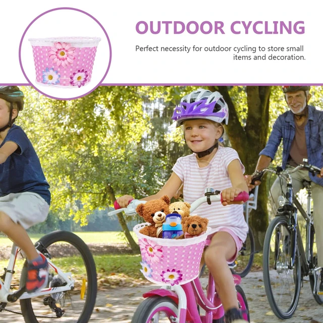 Alt view image 5 of 7 - 1 Children Bike Basket, 1 Piece, Plastic, Pink for Use | For adding front storage to a compatible kids bicycle, combining plastic construction with the supplied product form
