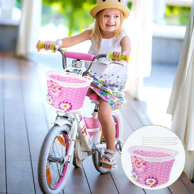 Alt view image 4 of 7 - 1 Children Bike Basket, 1 Piece, Plastic, Pink for Use | For adding front storage to a compatible kids bicycle, combining plastic construction with the supplied product form