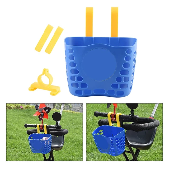 Alt view image 3 of 7 - K-ids Bike Basket, Front Bicycle Handlebar Basket with Clamp and Long/Short Hooks Strong Load Bicycle Handlebar Baskets Fits Most Bike Handlebars(Color:Dark Blue)