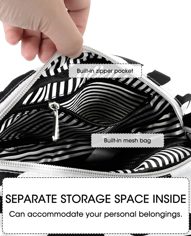 Alt view image 2 of 5 - Bike Handlebar Bag Versatile Crossbody Shoulder Bag for Kids, Teens & Adults, Durable 2-in-1 Bicycle Basket with Storage Pockets (Black & White Cow Print)