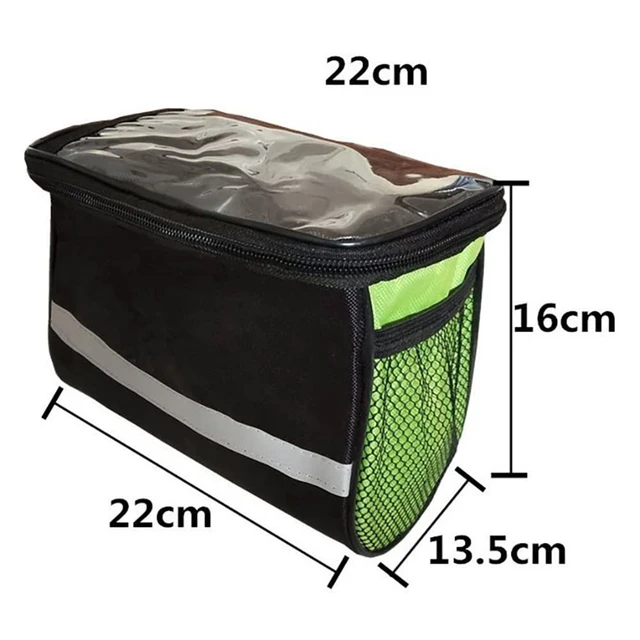 Alt view image 2 of 5 - Collapsible Bike Basket, Large Capacity Bike Handlebar Bag, Multi-Purpose Detachable Bicycle Front Basket, Front Storage Bag with Reflective Strip for Shopping Commuter Pet Camping Outdoor Black