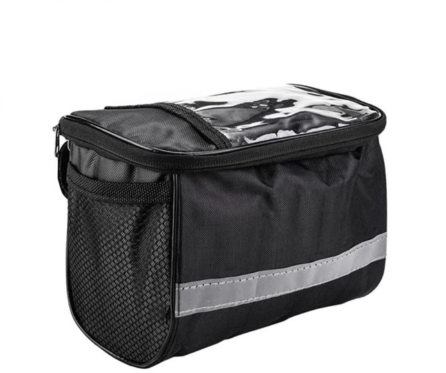 Main image of Collapsible Bike Basket, Large Capacity Bike Handlebar Bag, Multi-Purpose Detachable Bicycle Front Basket, Front Storage Bag with Reflective Strip for Shopping Commuter Pet Camping Outdoor Black