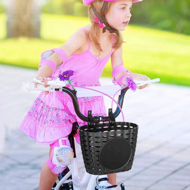 Alt view image 4 of 6 - Kids Bike Basket with Adjustable Straps Design, Bicycle Basket, Basket for Kids, Toddler Bike Baskets, Bike Accessories (Black A)