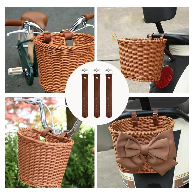Alt view image 7 of 7 - 6 Pcs Adjustable Bicycle Basket Strap, Bike Baskets Leather Straps, Leather Bike Basket Straps for Bicycle