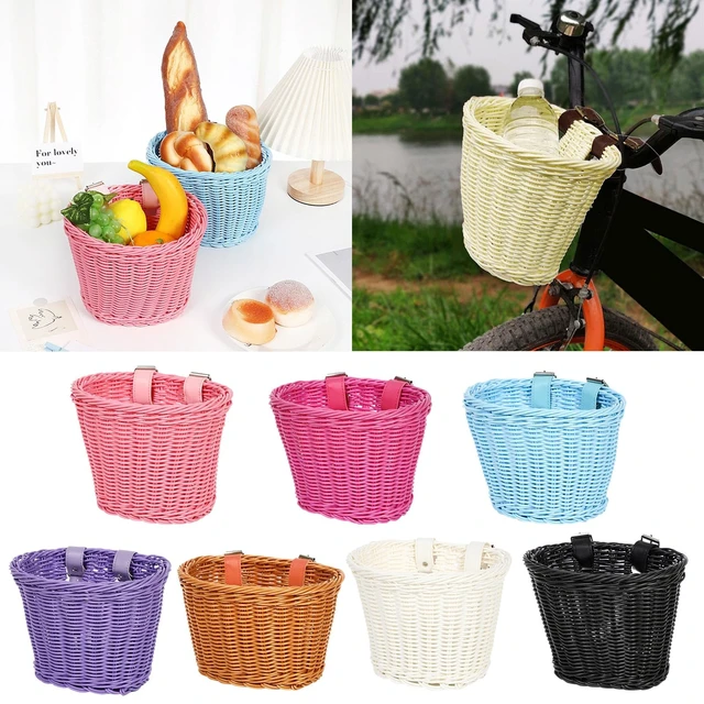 Alt view image 2 of 7 - Wovens Bicycles Basket Detachable Wicker Front Handlebars Bikes Childrens Wicker for Cycling