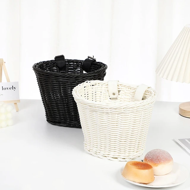 Alt view image 6 of 7 - Wovens Bicycles Basket Detachable Wicker Front Handlebars Bikes Childrens Wicker for Cycling