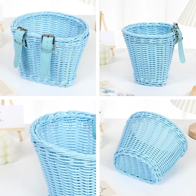 Alt view image 4 of 7 - Wovens Bicycles Basket Detachable Wicker Front Handlebars Bikes Childrens Wicker for Cycling