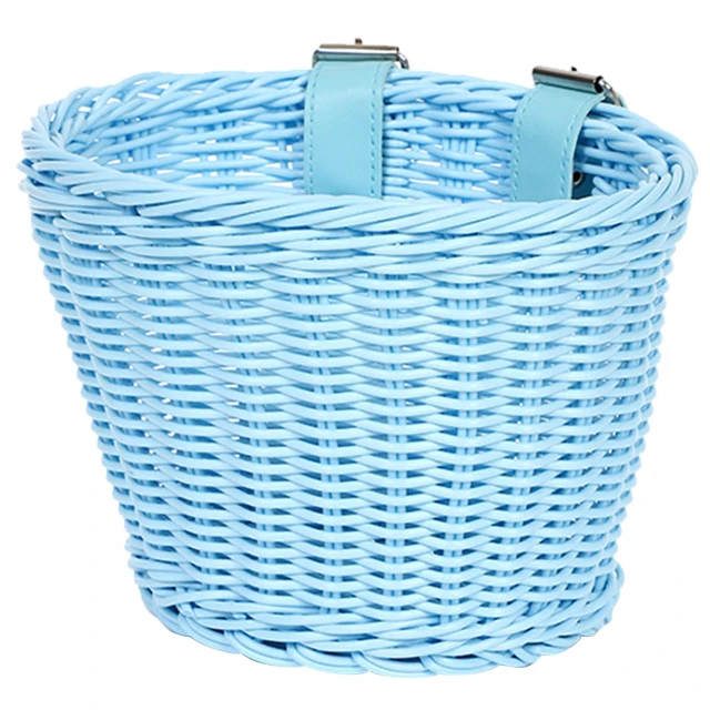 Alt view image 7 of 7 - Childrens Bicycles Front Basket Waterproof Plastic Woven Bike Basket Kids Bicycles Wicker Basket for Boy and Girl, 21*15*15cm, Coffee
