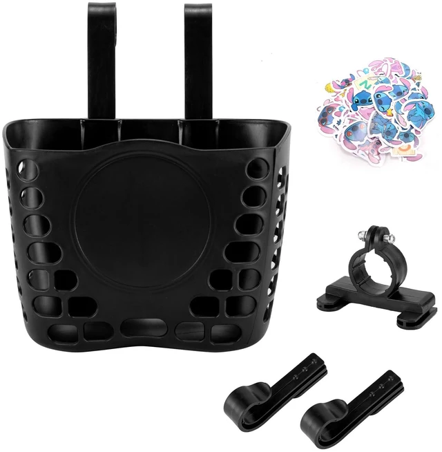 Main image of Kids Bike Basket - Children's Adjustable Straps Front Basket for Boys & Girls, Strong Load Bicycle Handlebar Front Basket for Outdoor Cycling(Black)