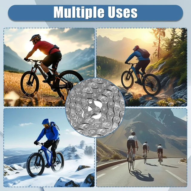 Alt view image 6 of 7 - 21/24/27 Speed Bike Chain, Bicycle Mountain Bike Chain Silver | 116 Links Single & Multi Speed Bikes Chain, Compatible with BMX Bikes for MTB, road, gravel, and cyclocross riding