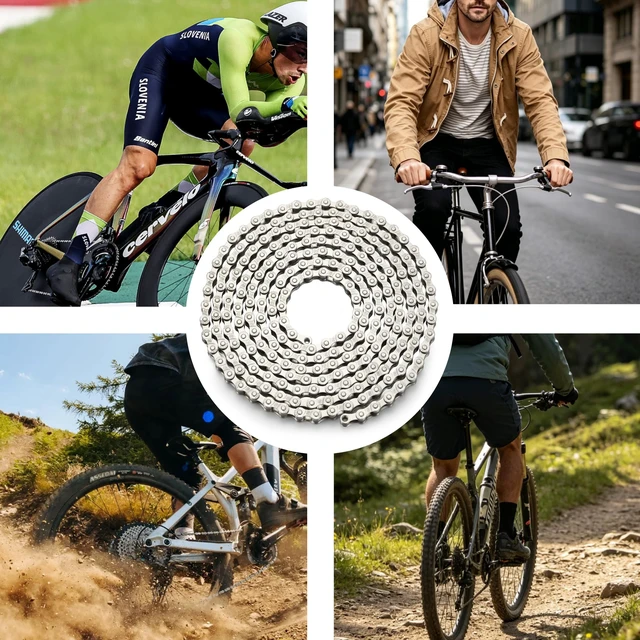 Alt view image 7 of 7 - 6/7/8Speed Bike Chain &Bicycle Bell & Bike Chain Tool Kit | Carbon Steel HighPerformance Replacement Chain, Compatible with HubMotor EBikes, Mountain & Road Bicycles