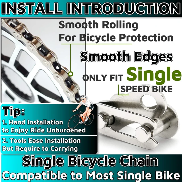 Alt view image 3 of 7 - Bicycle Chain 1/2" x1/8" 114 Links,BMX Chain BMX Bike Chain Lowrider Bike Parts Chain Replacement for Road Mountain Bike/BMX/MTB