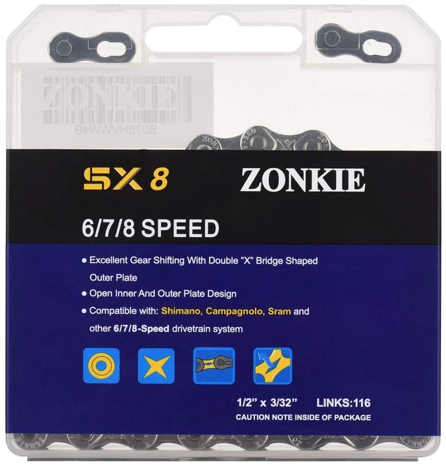 Alt view image 6 of 7 - 6/7/8 Speed Bike Chain 1/2 x 3/32 Inch 116 Links
