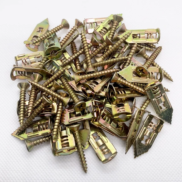 Alt view image 5 of 7 - 50 pcs Self-Drilling Drywall Anchors with Screws, 0.47x1.18 Inch Zinc Plated Steel Drywall Wall Anchors and Screws Kit Heavy Duty, Easy Application No Drill or Holes in Wall