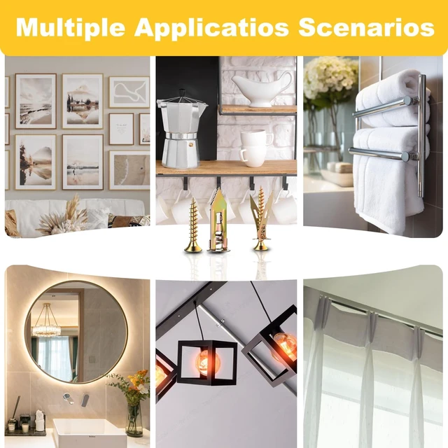 Alt view image 7 of 7 - Drywall Self Drilling Anchors with Screws Kit, 200 PCS | 100 PCS Sheetrock Anchors (0.47X1.18inch), 100 PCS Screws, No Drilling or Punching Holes Needed