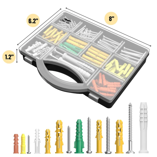 Alt view image 5 of 7 - Wall Anchors Kit, 370 pcs, Picture Hanging Kit for Wall Decor | Frames, Plant Hooks, Canvas, Drywall Anchor Assortment Kit for Sheetrock, Concrete & Brick, Picture Hangers in 5 Sizes