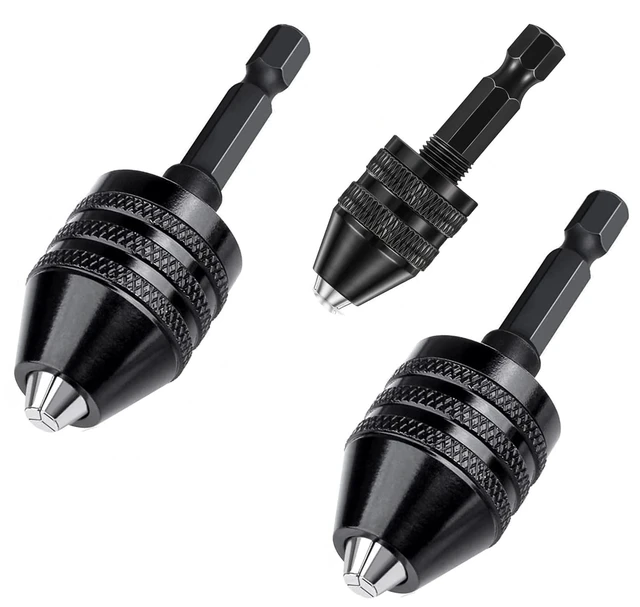 Main image of 3 Pcs Keyless Drill Chuck Bit 1/4 Inch Hex Shank Keyless Drill Chuck Conversion Tool,0.3-6.5 mm&0.3-3.6 mm&0.8-8mm Quick Screwdriver Drill Adapter for Micro Drill Bit