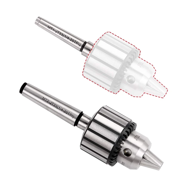 Alt view image 4 of 7 - 4-Piece 1/2-Inch Drill Chuck Set with Key and Morse Taper Arbors | Includes JT33-MT1 and JT33-MT2 arbors, 1/32-1/2-inch clamping range and 0.005-inch accuracy for lathes and drill presses.