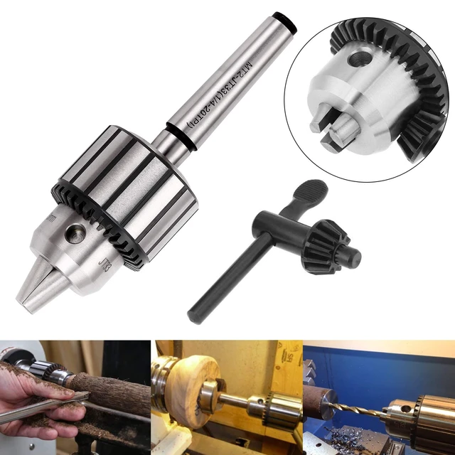 Alt view image 6 of 7 - 4-Piece 1/2-Inch Drill Chuck Set with Key and Morse Taper Arbors | Includes JT33-MT1 and JT33-MT2 arbors, 1/32-1/2-inch clamping range and 0.005-inch accuracy for lathes and drill presses.