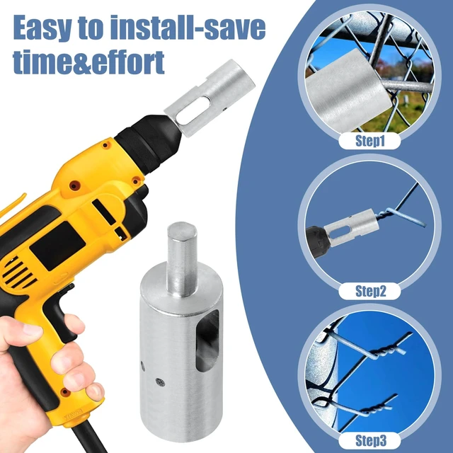 Alt view image 6 of 7 - 9 Gauge+11 Gauge Drill Chuck Tool EZ Twist Ties for Chain Link Fence Ties | Easy Twist Fence Ties Tool for Chain Link Wire,EZ Twist Tool 9 or 11 Gauge Drill Chuck Tool Fit 3/8"